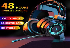 Gamer Headset Gaming Music Headphones with Microphone Colorful Light Wired Earphones Stereo Sound för Computer PC Xbox PS47640062