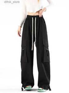 Женские джинсы Zoki Bf Cargo Pant American Style Hip Hop Strtwear Женщины повседневные брюки мода негабаритные брюки с широкими вмешательными штанами Новые Y240408