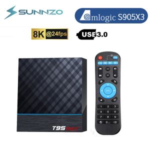 Box T95 Max Plus Smart TV Box Android 9.0 Amlogic S905X3 4G 32G64GB 1000M 8K 4K Media Player 2.4G 5G WiFi 1080p Set Top Box Video 3D