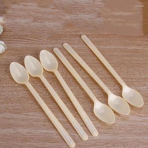 Löffel 100pcs Einwegkunststofflöffel Mini -Eiscreme Party Tabelle Küche Safe Western Dessert Scoop Hochzeit winzig