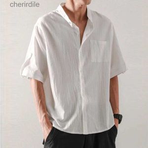 Мужские повседневные рубашки 2023 Новые летние мужские винтажная одежда воротнич