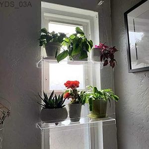 Other Home Decor High quality transparent acrylic window sill 2/3 layers suspended floating wall flower rack pot yq240408