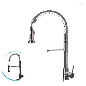 Kitchen Faucets Matte Black Deck Mounted Mixer Tap 360 Degree Rotation Stream Sprayer Nozzle Sink Cold Taps