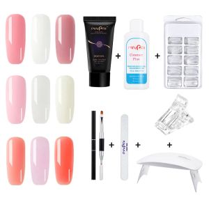 Kontakter 7st Nail Poly UV Gel Kit med lampuppsättning Full nagelförlängning Akryl Gel Set Kit Nail Art Polygels Crystal Builder UV Gel Kit