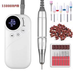 Ćwiczenia 35000 RPM Wiertło paznokci HD Wyświetlacz LED 4000 mAh elektryczny paznokci paznokci przenośna maszyna manicure do paznokci