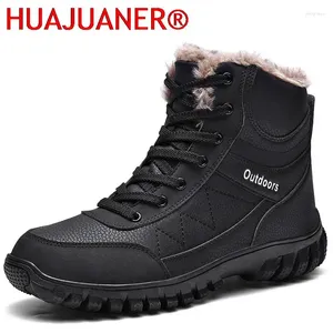 Stivali di alta qualità Black Warm Winter Men Real Leathe Snow Scarpe da esterno Caviera peluche per scarpe da ginnastico