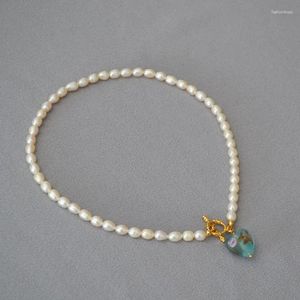 Hänge halsband sötvatten pärla choker arabesque gren handmålad blomma elegant glas kärlek hjärta vintage ot halsband