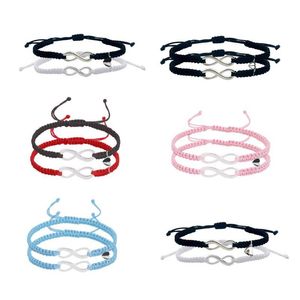 Charm Armband Infinity Lucky Armband flätad justerbar tvåpaket kärleksmagnetiska par droppleverans smycken dh5t8