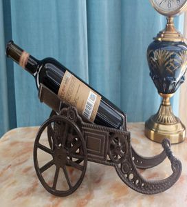 Cast Iron Cannon Shape Wine Bottle Holder Stand Kitchen Tabletop Rack Metal Table Desk Bar Decoration Home Vintage Ornament2467458