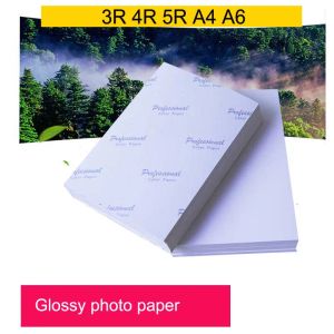 Papierowy papierowy papier 3r 4, 5r, A4, A6 100 Arkusze Wysokie błyszczące drukarka Drukowanie papieru fotograficznego dla drukarek Inkjet Drukarki biurowe