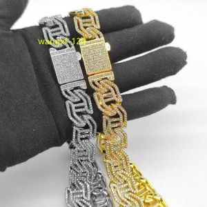 Mode kubansk vitguldpläterad isad hip hop moissanite mens länk guld smycken halsband kedja