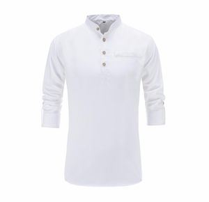2018 Summer Men Cotton Shirt Leng Sleeve Mandarin Collar Slim Fit Shirt Mens Breseable Chinese Style Dress Shirts Men Clotes7480954