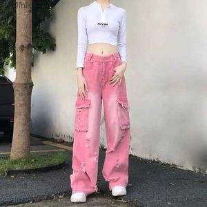 Frauen Jeans Ropa Y2K 2000er Jahre Baggy zerrissene Frachthohe Jeanshose für Frauen Kleidung gerade koreanische Gelegenheitslady Hip Hop Hosen Y240408