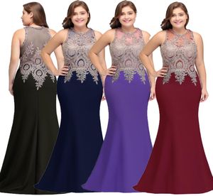 Vestidos de noite longa de sereia de renda da Borgonha 2018 Sexy Sheer Lace Aplique Plus Tamanho Festa formal Party Prom Vals Robe de Soriee CPS525 9043081