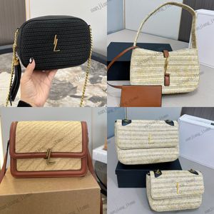 2024 Straw Bag Designer Purse flap Crossbody chain bags tassel sling shoulder clear PVC Totes Small hobos Woven round wallet handbag with gold buckle beach travel
