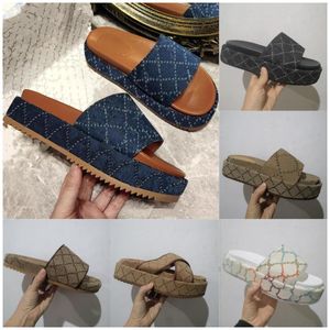 Luxury Sandal Designer Platform tofflor för män Kvinnor Slides Flats Läder Rummi Flip Flops Gear Bottoms Beach Loafers Sandaler Slide Scuffs 35-45