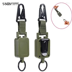 Chaveiros 1pcs ao ar livre corda de arame retrátil Tactical Clipe Anti Lost Id Card Titular Sporty Key Ring