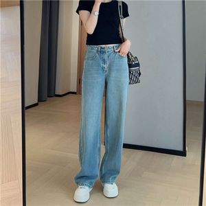 2024 V-Waist Stretto Edizione Stretta gamba larga jeans pantaloni da donna con un alto livello di sensazione drappeggiata