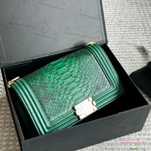 Worka na ramiona damska le boy flap torba wąż oryginalna skórzana łańcuch diamentowa torba crossbody kwadratowy luksusowe torebki 25 cm