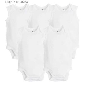 Rompers 5/10 st/mycket nyfödda babykläder 2023 Summer Baby Boy Girl kläder 100% Cotton White Kids Spädbarn Bebe Bodysuits Jumpsuits L47