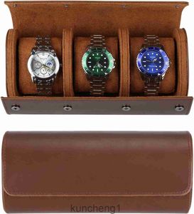 Watch Roll Travel Case für 3 Uhr Watch Hülle für Männer und Frauen Luxusleder tragbarer Uhrenkoffer Roll Organizer für Aufbewahrungsreise und -ausstellung mit White Box Brow