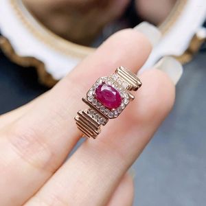 Pierścienie klastra FS Moda Naturalny rubin s925 srebrny pierścień dla kobiet z certyfikatem 4 6 mm kamień szlachetny