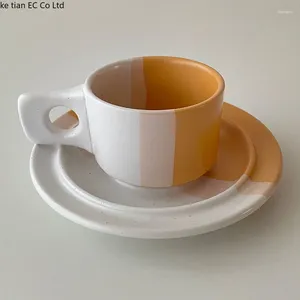 Mugs European-style Ceramic Color Matching Coffee Cup And Saucer 200ml Exquisite Mug British Home Afternoon Tea Breakfast