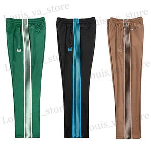 Men's Pants New AWGE Ndles Pants Men Women Brown Stripe Pants Orange Embroidered Butterfly Track Trouser y2k T240408