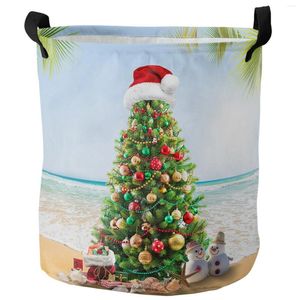 Laundry Bags Christmas Summer Tree Beach Gift Snowman Dirty Basket Foldable Home Organizer Clothing Kids Toy Storage