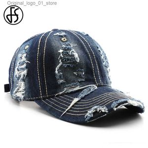 Caps de bola FS Roupas de rua American Cowboy Chapéu masculino Vintage Wash Hip Hop Baseball Hat perfurou Womens Designer Hat Cassette Homme Q240408