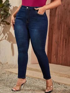 Artı Boyut Kadınlar İçin Skinny Jeans Tam uzunlukta yüksek bel kadınları kot pantolon esnek kalem eğri kadın kot pantolon 200kgs anne kot pantolonlar için 240320