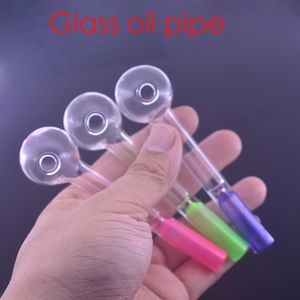 Wholesale Spray color Smoking One Hitter pipe Thick Pyrex glass oil burner Pipe colorful straw Tube Thick smoking Tobacco Dry herb cigarette filter pipe