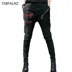 Женские джинсы 2024 модный корейский стиль девушки панк -гаремы брюки женская вышивка узкая черная растяжка Женщина Джинсовая Брюки плюс размер