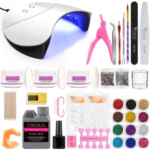 Kits COSCELIA Acrylic Nail Art Kit Full Manicure Set With UV LED Lamp Nail Decoration Kit Acrylic Liquid Glitter Powder Nail Tools