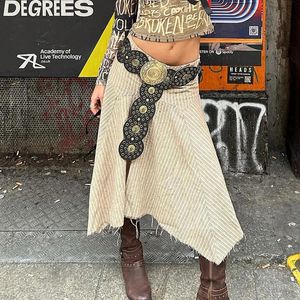 Goth Dark Round Disc Faux Leather Boho Wide Belts Vintage Grunge Y2k Fashion Women Waistband Concho Eyelet Waist Wide Chain Belt 240329