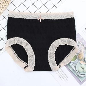 Women's Panties Lingeries For Woman Sexy Lace Trim Mid-Waist Briefs Double Crotch Cotton Women Thong