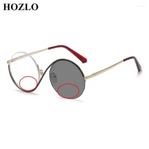 Occhiali da sole Fashion Women Round Metal Semirim Semirim Pochromico Bifocal Lettura femmina Presbyopia Iperopia Glasshi personalizzati