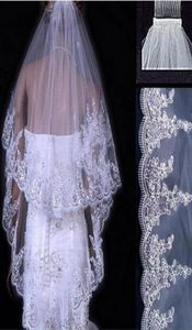 Bridal Sequined Veil 2 layers Lace Edge with Combed Veil White Ivory Wedding Veils Tulle Velos De Novia Bridal Hair Accessories Ch7324510