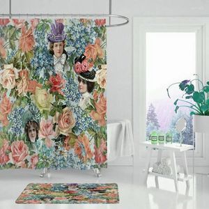 Shower Curtains Green Tropical Plants Leaves Rug Bathroom Curtain Soft 3 PCS Mat Set Toilet Cover Bath Waterproof