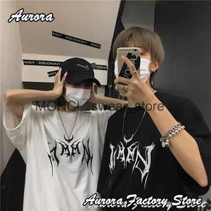 Camisetas masculinas de verão masculino Camiseta de algodão punk tops tees feminino roupas casuais tshirt casal casal manga curta harajuku streetwear h240408