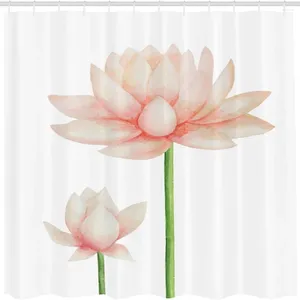 Shower Curtains Fashion Curtain Pastel Blooming Lotus Flower Garden Botanical Pattern Bathroom Decoration Polyester Fabric