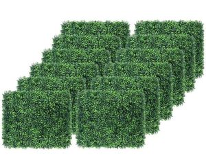 Flores decorativas grinaldas PCs Artificial Boxwood Grass 25x25cm painéis de cenário de hedge topiaria categoriza do quintal Greene6191646