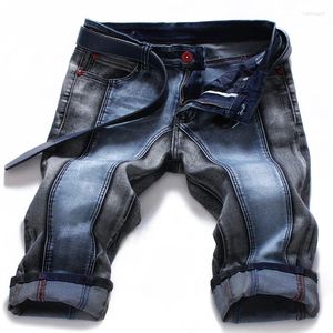 Herren Shorts Elastic Denim Denim Summer Cropped Hosen Slim Fit Patchwork Straight Jeans Plus Size42 44 Cowboy Mann
