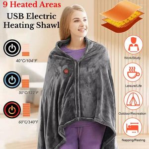 Filtar Electric Heat Sal Coral Fleece Warm Body Cloak Winter USB Filt Temperaturkontroll Kallfast