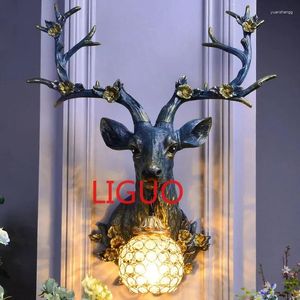 Luminárias de parede resina lâmpada de veado animal vintage tonal de luxo led decoração moderna cozinha quarto quarto iluminação interna arandela