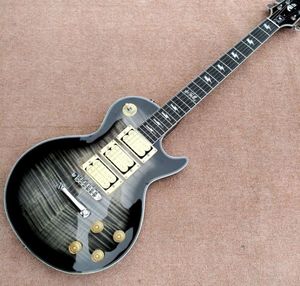 Ace frehley imza gitar gri alev akçaağaç parlatıcı kaplama krem ​​3 pikaplar elektro gitar7662612