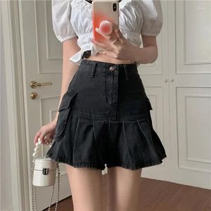 Röcke Frauen Sommer hohe Taille Denim Mini Vintage Cargaschen Plissee sexy Modedesign Klassisches cooles süßes College Streetwear