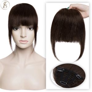 TESS Natural Hair Bangs 25g Fringe Human Hair Invisible Fake Hair Bang Hair Clip In Bangs Hairpiece With Temple Hair 240403