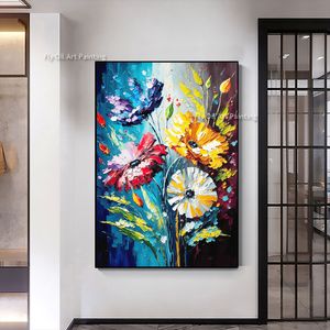 Abstract Flower Oil Painting Hand Painted Colorful Floral On Canvas Landscape Painting Custom Painting Modern Wall Art Home Decor