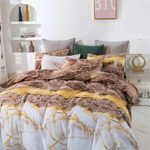 寝具セット2024大理石縞模様のパターンファミリーキルトカバーと枕カバー